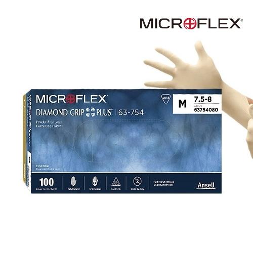 Ansell Microflex 63-754-M 63-754 Diamond Grip Plus Disposable Latex Glove Medium (DGP-INT-M), 240mm