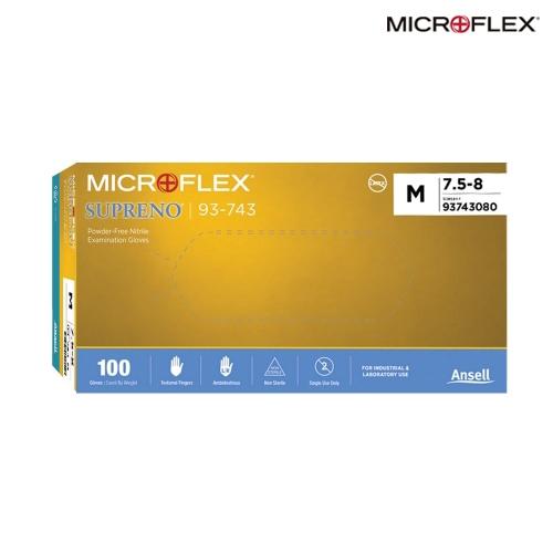 Ansell Microflex 93-743-M 93-743 SUPRENO Disposable Nitrile Glove Medium (SU-INT-M), 240mm