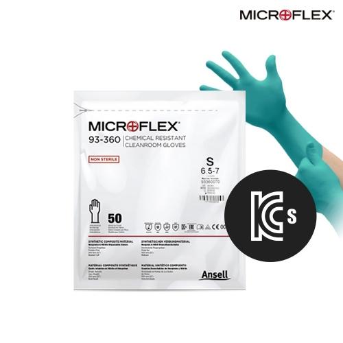 Ansell Microflex KCS-93-360M 93-360 KCs certified Disposable Chemical-Resistant Cleanroom Glove Medium CLASS 100, 290mm