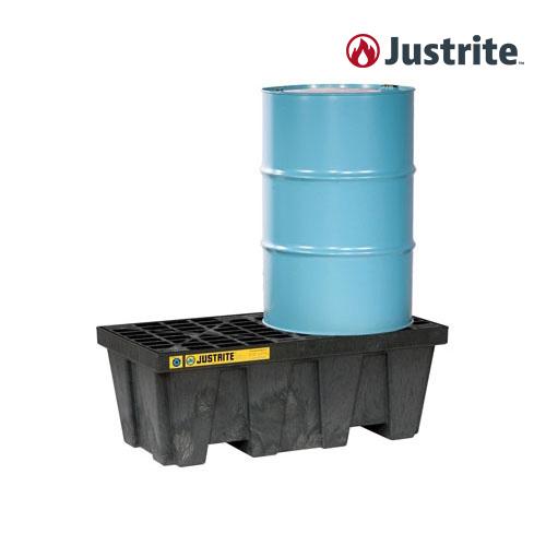Justrite 28623 PE Spill Containment Pallet for Drums standard (recycled PE/250L/black)/1245x635x457mm/19.6kg,2 drums capacity