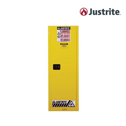 Justrite 892220 22gal Flammable Single-Door Safety Cabinet self-closing/slimline (steel/83L/yellow)/591x457x1651mm/3 shelves/80.7kg