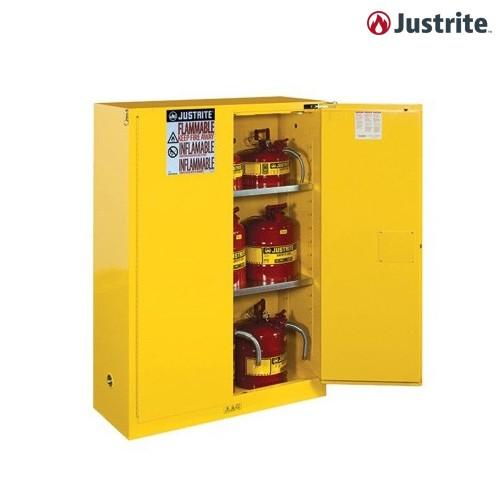 Justrite 894520 45gal Flammable Double-Door Safety Cabinet self-closing (steel/170L/yellow)/1092x457x1651mm/2 shelves/120.9kg