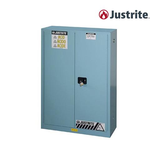 Justrite 894522 45gal Corrosive Double-Door Safety Cabinet self-closing (steel/170L/light blue)/1092x457x1651mm/2 shelves/123.6kg