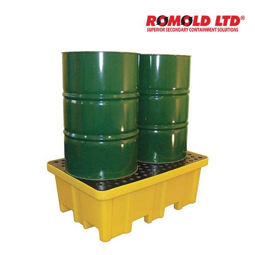 Romold BP2FW PE Spill Containment Pallet for Drums(1220x820x450mm, 230L, DIBt, forklift accessible), 2 drums capacity